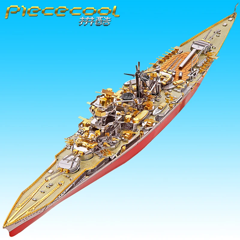 KONGOU BATTLESHIP pieccool P128-RSG 3 листа 350 деталей 3d Металлическая Модель для сборки игрушки-пазлы подарки для детей