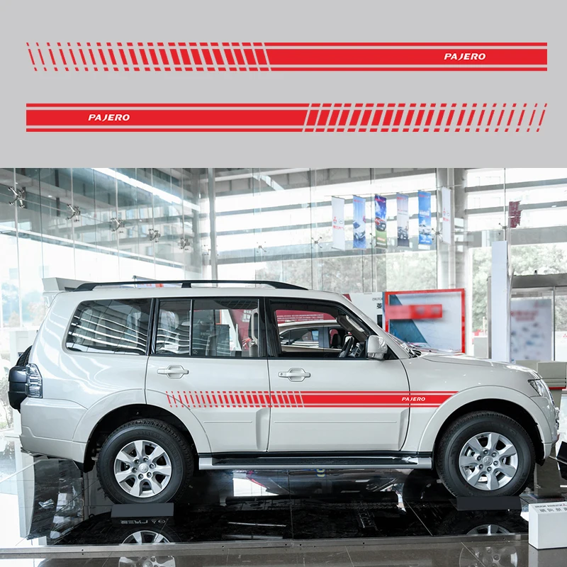 2 шт. боковой юбки подоконник наклейки для Mitsubishi PAJERO 4 гонки полоса наклейка