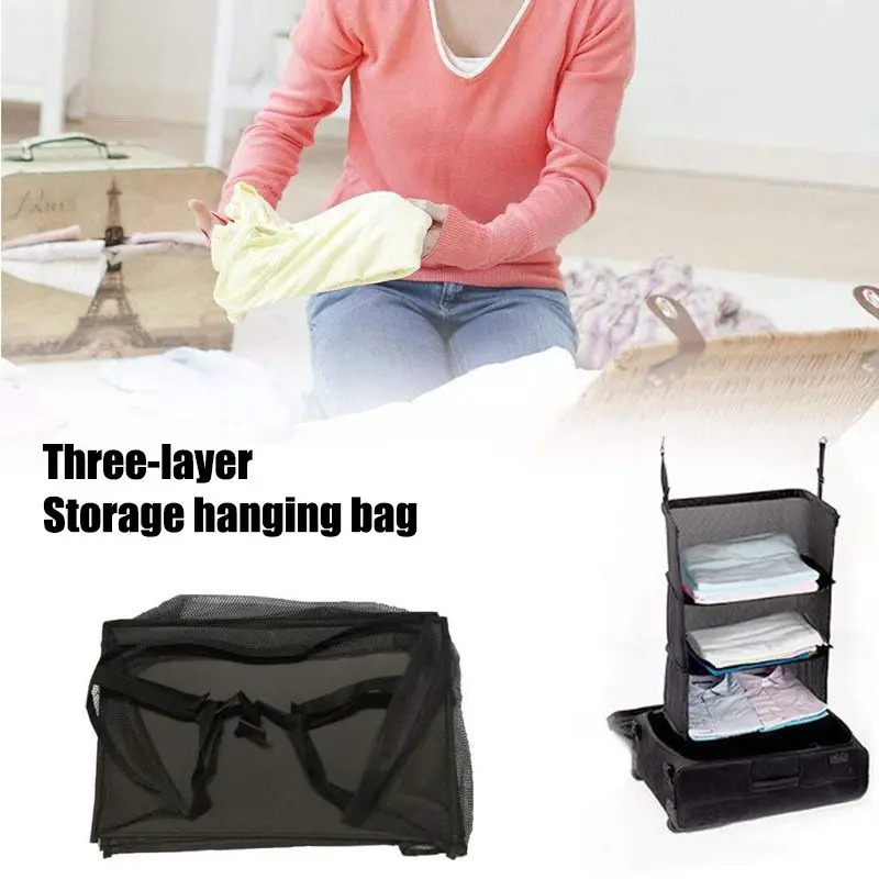 

Hanging Organizer Wall Hanging Bag With 3-Layer Storage Bag Hanging Clothes Bag