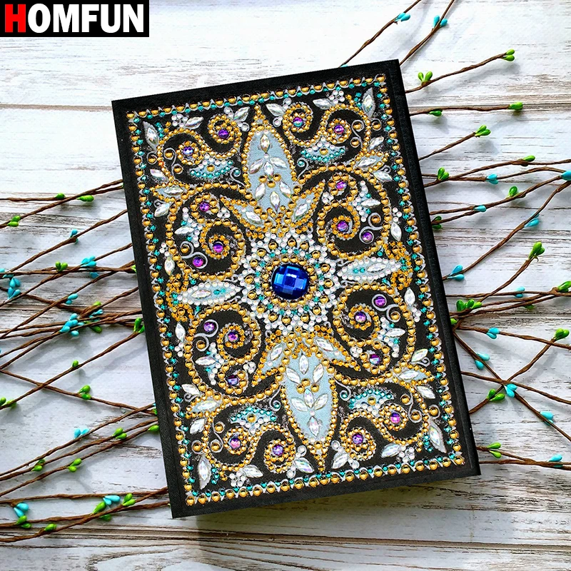 HOMFUN A5 блокноты 5D DIY алмазная живопись специальная форма Дневник Книга Алмазная вышивка "мандала цветок" Стразы Декор подарок