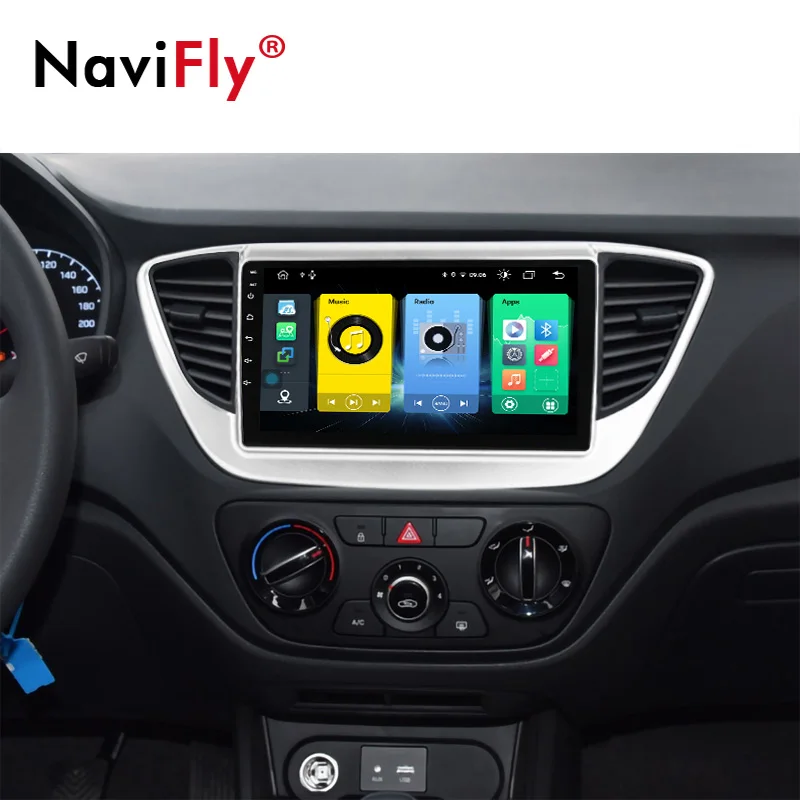 NaviFly Android10 для Hyundai Verna 2017 2018 8Core 4G Оперативная память 128G Встроенная проигрыватель