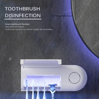 

Solar Energy UV Toothbrush Disinfectant Cleaning Agent Storage Bathroom No Need To Charge Toothpaste Dispenser Holder Sanitizer
