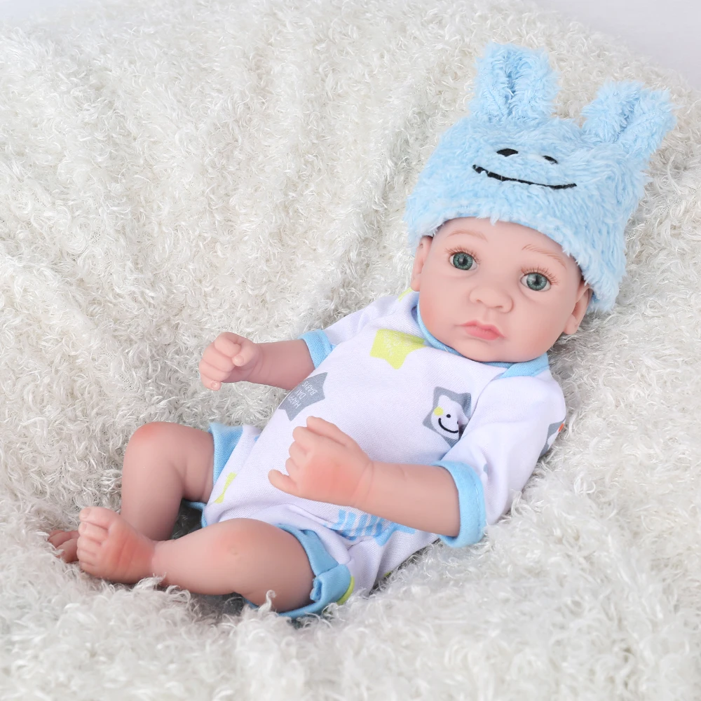 NPKDOLL boneca Кукла реборн игрушки Мини синий мальчик полный винил силиконовые Милые реалистичные куклы для купания детские игрушки Playmate