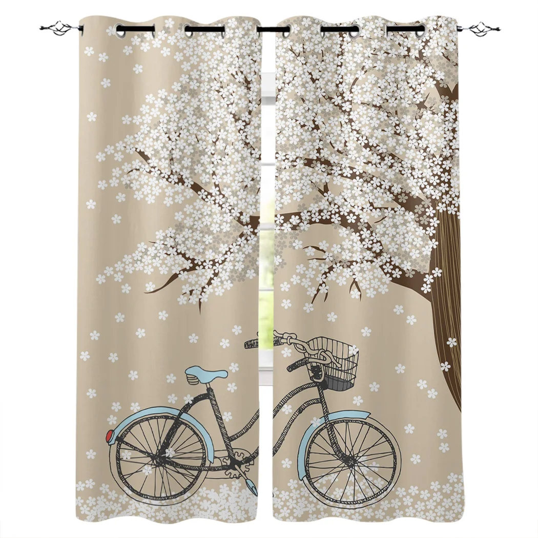 

Falling Flowers Illustration Curtains Window Living Room Curtains Kitchen Indoor Window High Blackout Curtain Thick