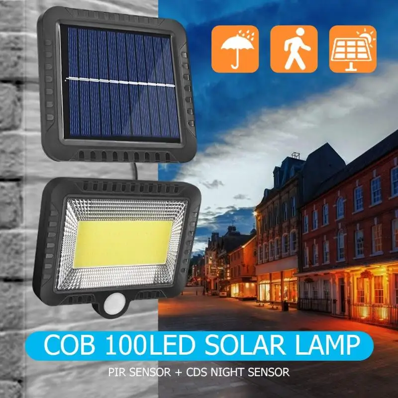 COB 100LED солнечная лампа датчик движения Водонепроницаемый Открытый Путь ночное освещение для дома сад поддержка дропшиппинг