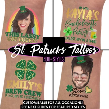 

10pcs Custom your text Day Bachelorette Party Tattoos saint,green,got lucky,brew crew,paddy,shenanigans