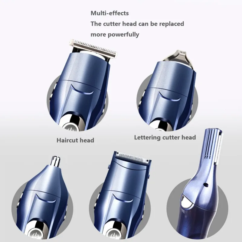 Многофункциональные инструменты для стрижки волос 5 в 1 машинки для стрижки волос надпись головка триммер для носа лезвия для бороды
