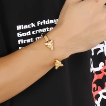 Рождественские подарки хип-хоп современные ювелирные изделия 316L из нержавеющей стали серебро/золото Байкер Волчья Голова конец тонкий браслет без застежки браслет для мужчин подарки