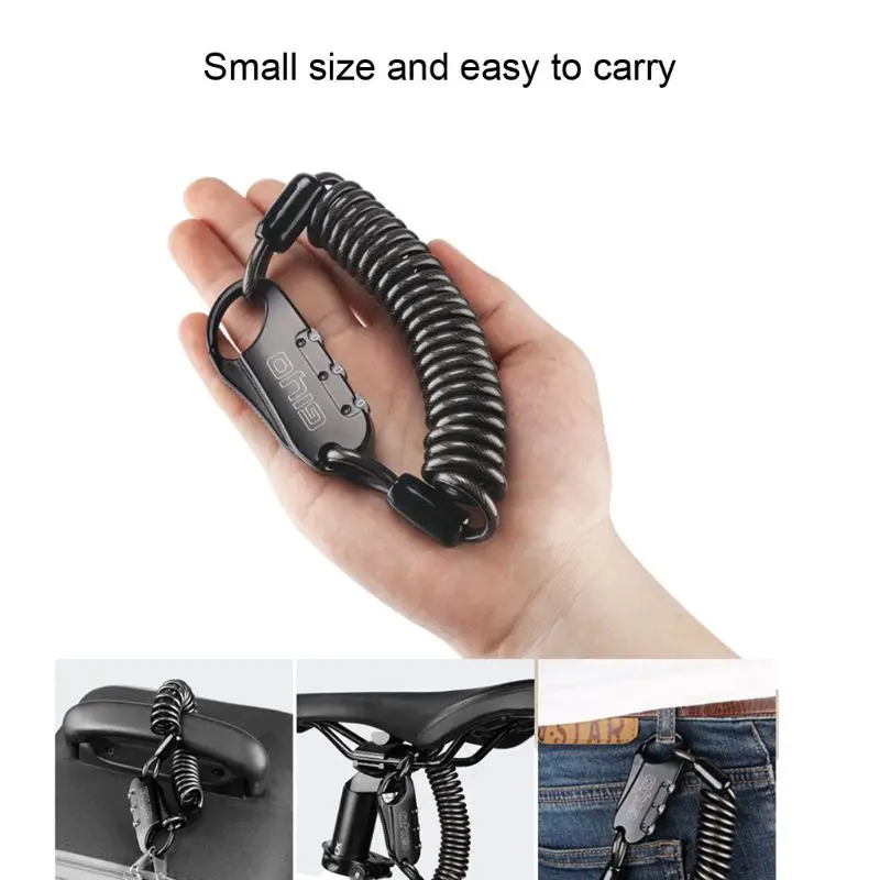Mini Anti-theft Resettable Helmet Lock 3 Digit Password Bicycle Spring Lock Part Y1QE