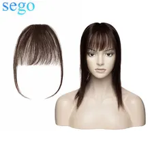 SEGO темно-коричневый цвет клип в человеческие волосы с челкой Плоский Воздушный челка невидимые бразильские волосы части не Реми замена волос