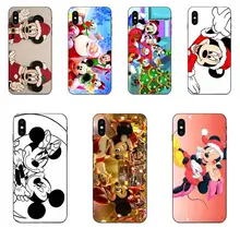 Для Apple iPhone 4 4S 5 5S SE 6 6S 7 8 11 Plus X XS Max XR Pro Max TPU сотовый телефон черный Микки и Минни Маус Рождество(China)