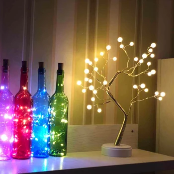 

108 LED USB Table Lamp Copper Wire Christmas Fire Tree Night Light Table Lamp Home Desktop Decoration Christmas Decoration