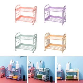 

2 Tier Storage Racks Cabinet storage kitchenware condiment dishes storage rack Plastic Freestanding Shelf Tower Durable
