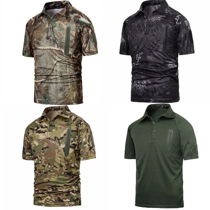 

New 2020 Outdoor Hunting Camouflage T-shirt Men Breathable Army Tactical Combat T Shirt Military Dry Sport Camo Camp Tees