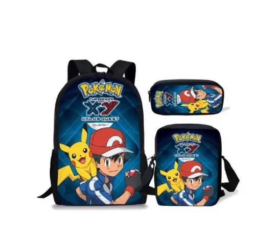 picture color Бренд 3 шт./компл. Pokemon Haunter Иви футболки с изображением героев из мультфильма «Покемоны» рюкзак для мальчиков и девочек с рисунком Пикачу для школьников Дети школьный рюкзак - Цвет: picture color