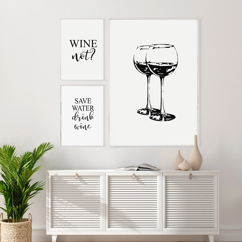 Save-Water-Drink-Quotes-Wall-Art-Wine-Black-Glasses-Posters-and-Prints-Black-White-Funny-Kitchen (2)