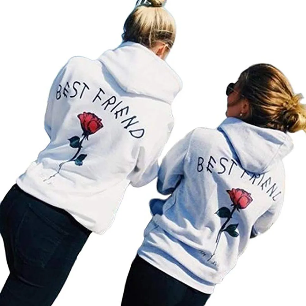 JAYCOSIN Fashion Women Rose Letter Print Long Sleeve Sweatshirt Elegant Chic Cool Casual Comfortable Crop Jumper Pullover Tops