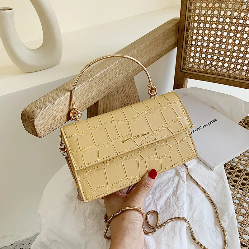 

New texture small bag, women,2019, new fashion, alligator pattern, single-shoulder, single-shoulder, small square bag.
