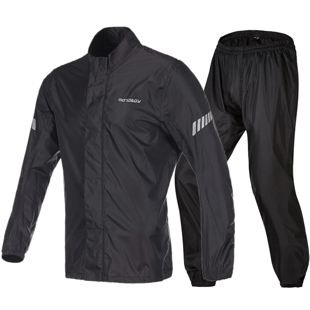 Черный MOTOBOY мотоцикл водоотталкивающий дождевик, защищающий для верховой езды, против дождя-доказательство костюмы Костюмы Пеший Туризм плащ-дождевик casco мото куртки и штаны - Цвет: Черный
