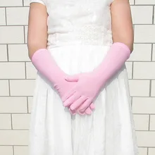 Длинные розовые свадебные перчатки для девочек, вечерние детские праздничные аксессуары с рождественским днем рождения, синие перчатки для выступлений
