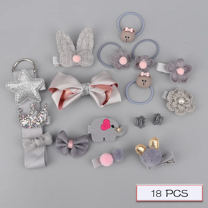 H063-16-A Children's hair accessories set baby hairpin rubber band girl birthday holiday gift cartoon hair accessories grab clip - Цвет: H063-16-A