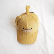 Вельветовая бейсбольная кепка с изображением маленькой желтой утки, осенняя и зимняя теплая Кепка, шапка-ведро для женщин и детей, регулируемая шапка#0