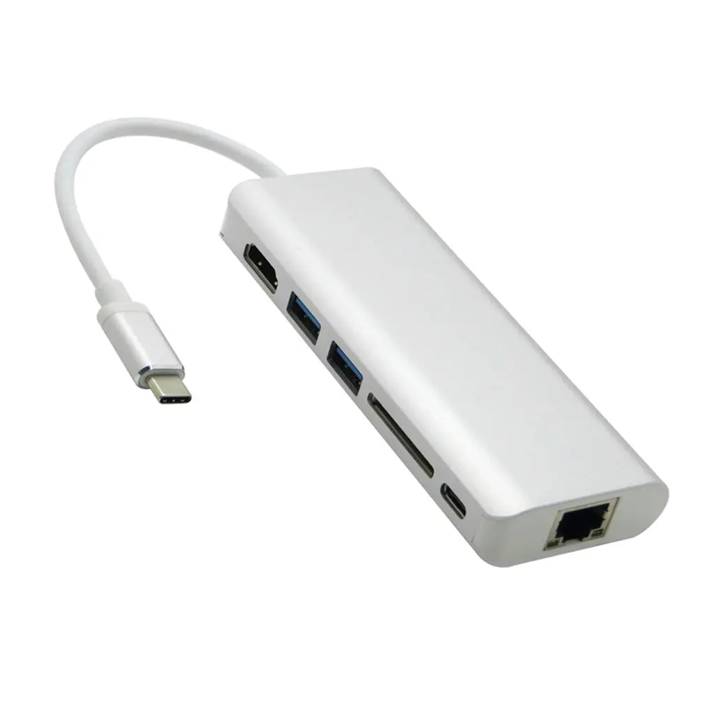 Type-C 3,1-HDMI USB 3,0 sd-карта+ гигабитное сетевое устройство считывания порта USB-C для передачи данных USB Combo HUB HDMI зарядный порт Кабель-адаптер