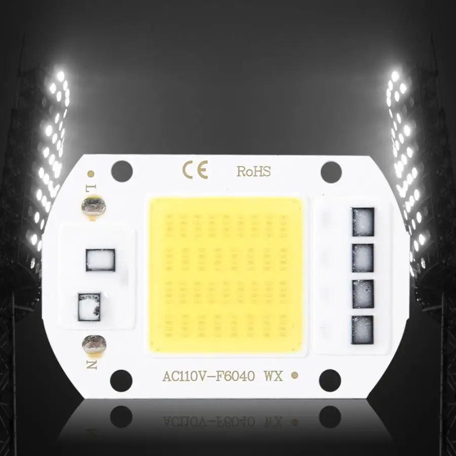 

2Pcs 6 X 4cm AC 110V 50W High Bright Integrated LED Chip Light Source COB Chips Good Heat Dissipation
