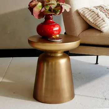 

Sofa Bed Bedroom Bedside Table Small Table Side Table Light Luxury Metal Round Table Creative Removable Small Coffee Table Corne