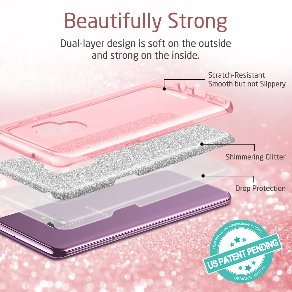 Чехол для samsung Galaxy S9 крышка ESR макияж серии задняя крышка сверкающих защитный с сияющими блестками 3 Слои чехол для samsung S9 плюс