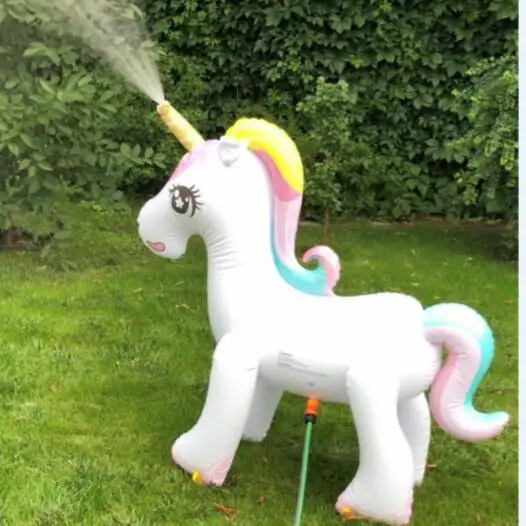 

inflatable unicorn giant water sprinkler outdoor lower the temperature lawn pool float swim ring pegasus floating swim float toy