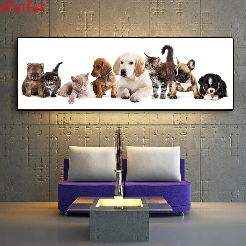 D Animals Series Diy Diamond Painting Dogs and cats Diamond Embroidery Full round square Diy Diamond Mosaic wall stickers Decor