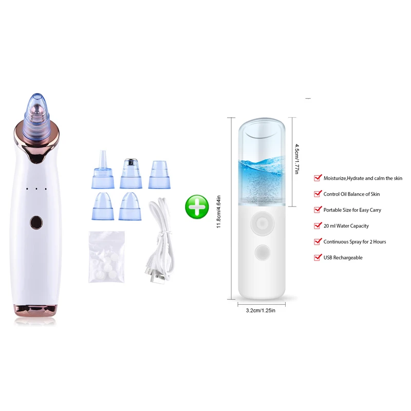 add USB Face Steamer Поры, акне прыщи для носа и лица всасывания угрей удаления лица глубокий очиститель удаления вакуума Алмазная красота чистая Т-зона Уход Инструмент - Цвет: add USB Face Steamer
