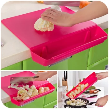 

Creative Kitchen Cutting Board 2 in 1 Foldable Chopping Blocks Plastic Thickening Non-slip Cutting Board with Storage Basket