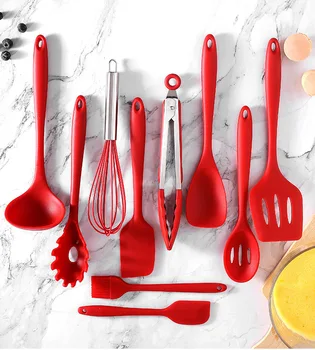 

10pcs Silicone Kitchenware Cookware Set Heat-resistant Kitchen Non-stick Cookware Baking Tools Cooking Tools Package