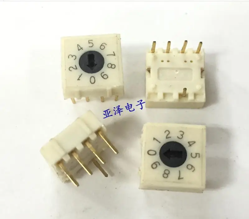 

5PCS/LOT Taiwan DIP round RS4AF-10R rotary encoding switch, 0-9 bit, 10 bit PBC encoding switch 4:1