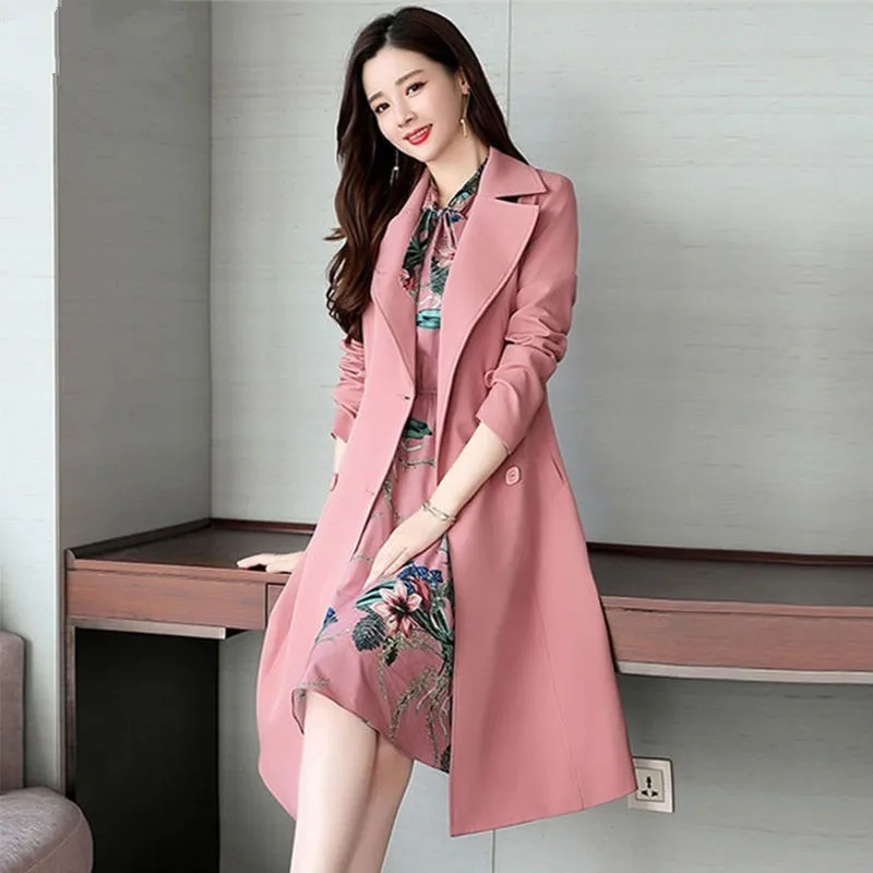 Beste Lente Herfst Trenchcoat Slim Ol Dames Trenchcoat En Lange Jurk Vrouwen Windbreakers Plus Size Twee Stukken Vrouwen Sets outwears