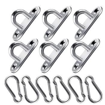 

12 Stainless Steel Oval Eye Guards and Carabiner Heavy-Duty Eye Guard Hooks and Carabiner Spring Clip Snap Hooks
