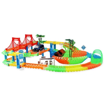 

Connect 2 Type Railway Magical Racing Track Play Set Diy Bend Flexible Race Track Electronic Flash Light Car Toys For Children
