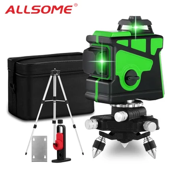

ALLSOME 12 Lines 3D Green Laser Level Horizontal And Vertical Cross Lines With Auto Self-Leveling, Indoors and Outdoors