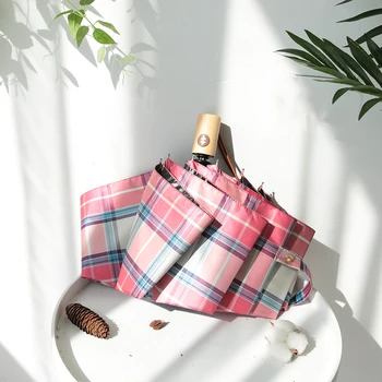 

Fashion Plaid Umbrella Automatic Rain Women Lovely Creative Art Floding Mini Umbrella Men Guarda Rain Small Umbrellas W