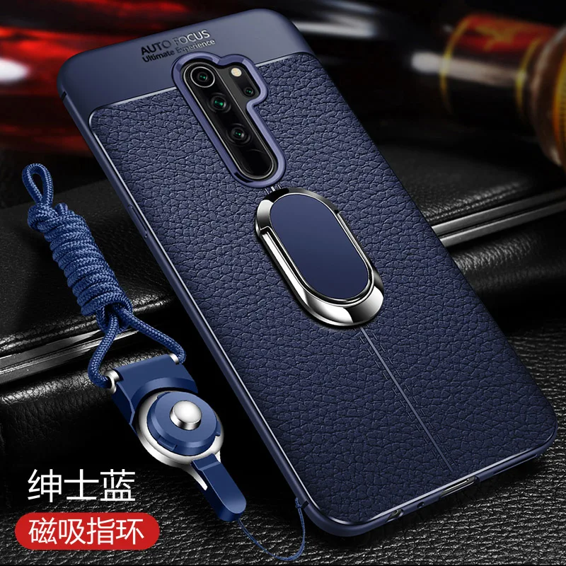 Для Xiaomi Redmi Note 8 Pro чехол Роскошный кожаный чехол с подставкой Кольцо Магнит Силиконовая задняя крышка чехол для Xiaomi Redmi Note 8
