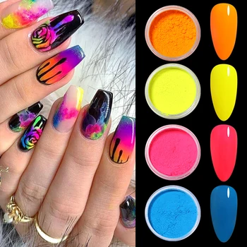 

1 Box Fluorescent Nail Glitter Bulk Glow in the Dark Nail Powder Colorful Polish Chrome Dust Pigment Nail Art Decoration