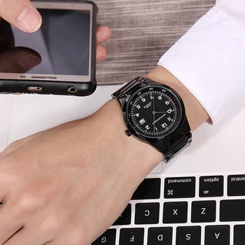 

Ayhaus Business Male Luxury Quartz Watch Stainless Steel Sports Watch Fashion Simple Watch Waterproof Clock Wristwatch relogio