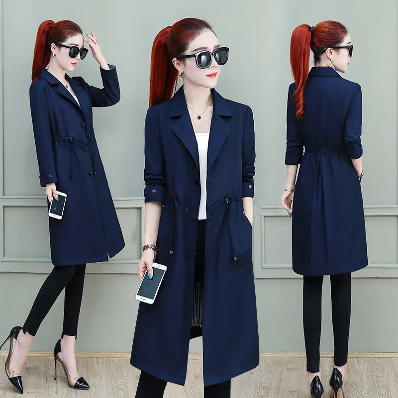 

Trench Coat Two August Korean-style Early Autumn 2019 New Style Spring And Autumn Thin Versatile Elegant Women's Medium Length S