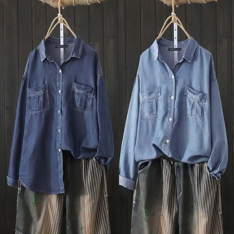 denim blue ladies tops