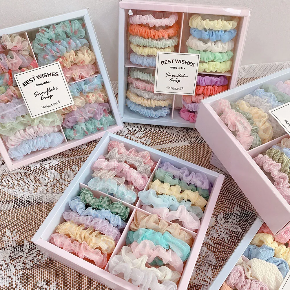 

1Box Girls Sweet Hair Scrunchies Women Elastic Hair Bands Hair Ropes Lady Girls Ponytail Holder Hair Accessories