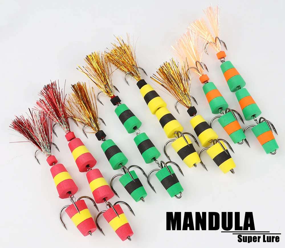 W.P.E Neuer MANDULA Angelköder, mehrfarbig, Größe M/L, SwimBait, Bassköder, Insektenköder, weicher Angelköder, Angelgerät, Schaumstoffköder – Detail 1