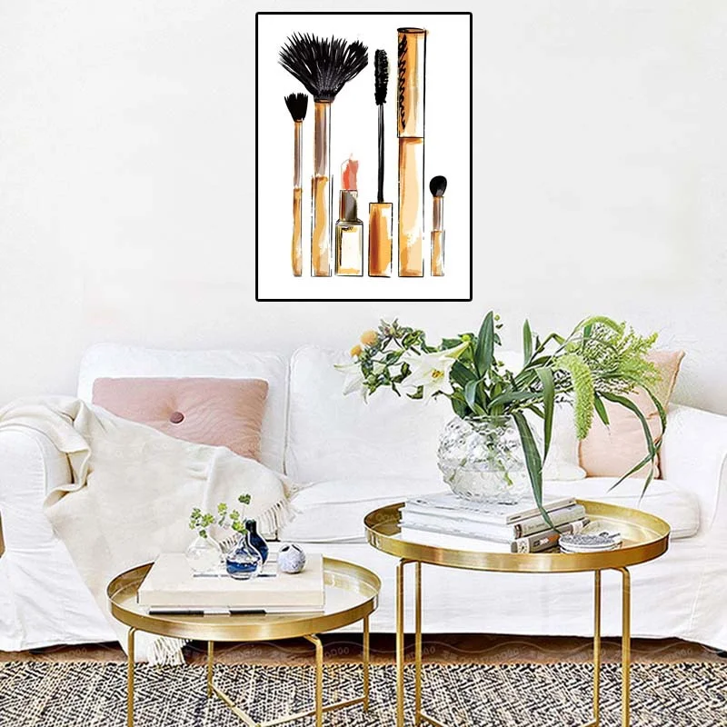 Makeup brush Wall Art Painting Pictures Art Print Fashion Makeup Brush Art Poster for Living Room Decor