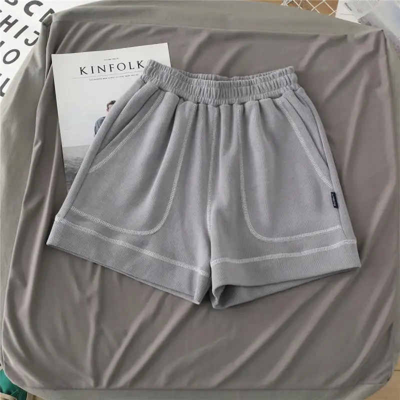 KUSAHIKI Causal Letters Sweat Shorts Stretch High Waist Woman Bottoms 2021 Summer New Wid Elef Short Feminimos Mujer 6H155 dickies shorts Shorts